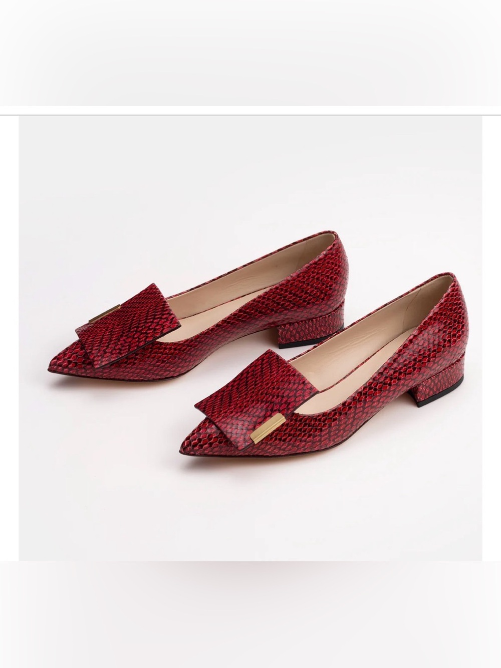 Bells & Becks Womens The Allegra Red Snake Print Flat Size EU 39.5 Made in Italy